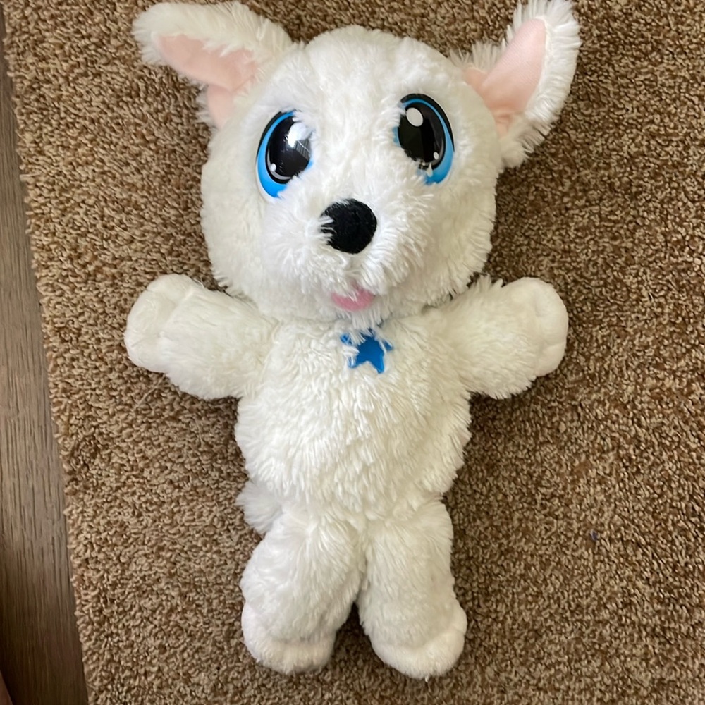 Little tykes, rescue tails, RT white plush dog